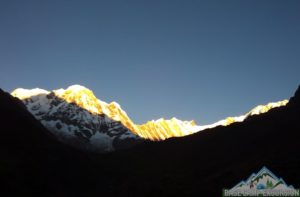 Standing at Annapurna base camp for the period of Mount Annapurna base camp trek Nepal