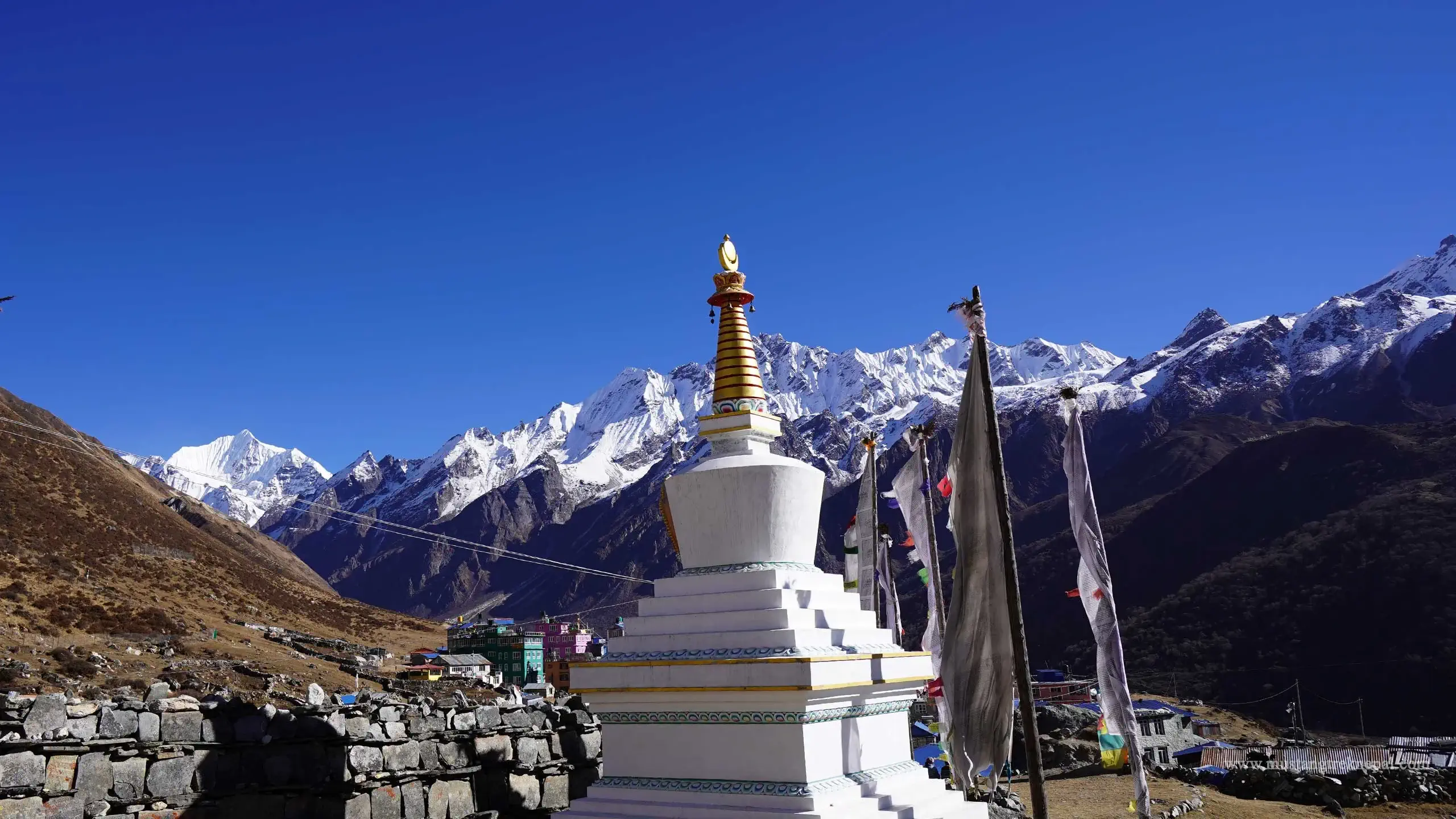 Image of Kyanjin gompa to Lama hotel distance, altitude of langtang valley Nepal